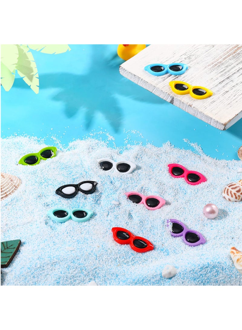 80 Pieces Resin Colorful Mini Sunglasses, 10 colors x8 Flatback Resin Scrapbook Decor Accessories Crystal Cute Charm Embellishments for Summer Beach DIY Hair Clip Phone Shell Scrapbook Ornament - Image 4